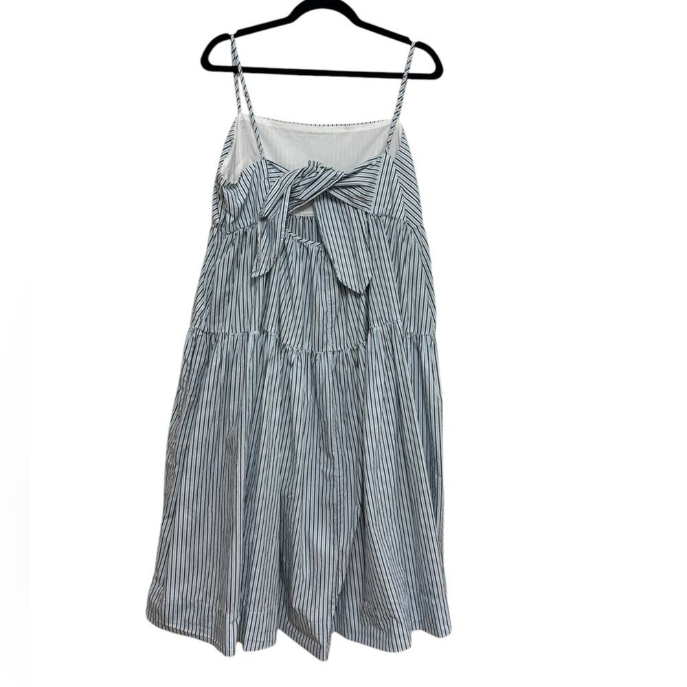 J. Crew Tie-Back Tiered Dress in Blue and White Stripe - Size 18 - Picture 3 of 7